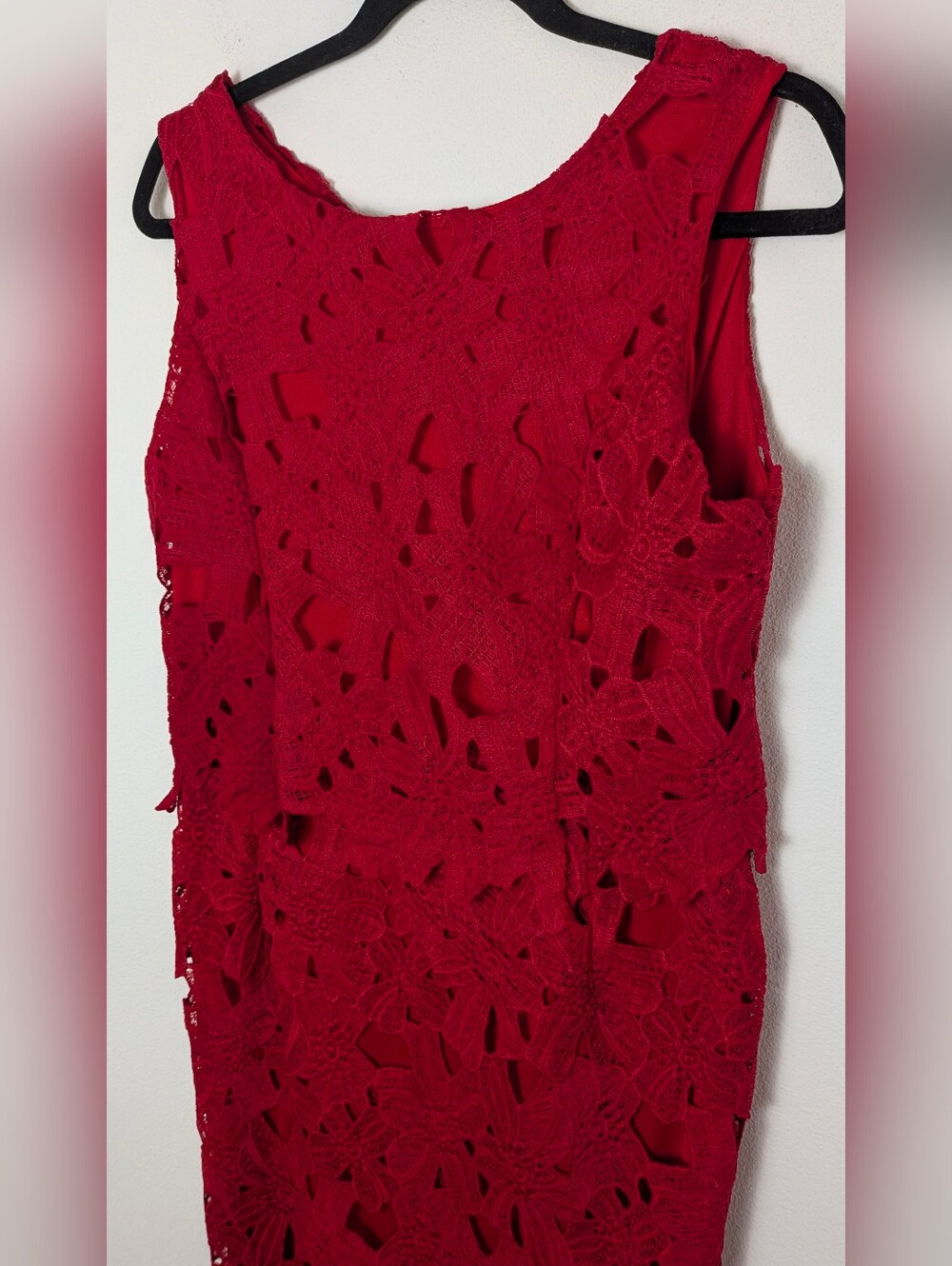 NWT Sociology Women’s Red Floral Cutout Lace Popover Sheath Mini Dress Size XL - Picture 3 of 13